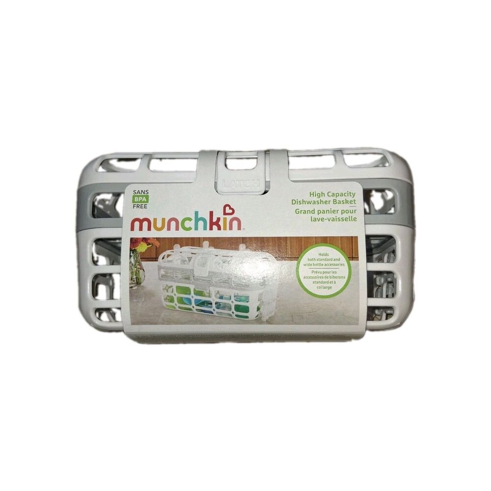 Munchkin High Capacity Dishwasher Basket White & Gray, 25% LARGER, BPA Free, NEW